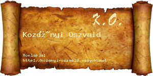 Kozányi Oszvald névjegykártya