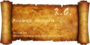 Kozányi Oszvald névjegykártya