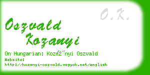 oszvald kozanyi business card